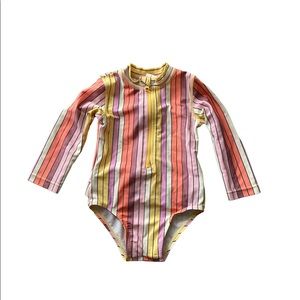 Cotton On Striped long sleeve one piece with ruffle bottom